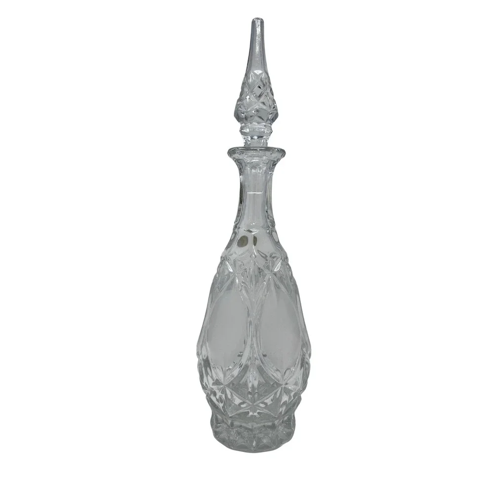 Princess House W Germany Lead Crystal Decanter Stopper Tall Etched Glass Barware